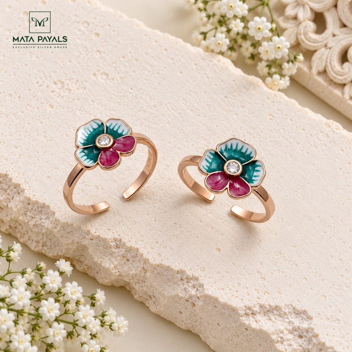 Enamel Floral Toe Ring