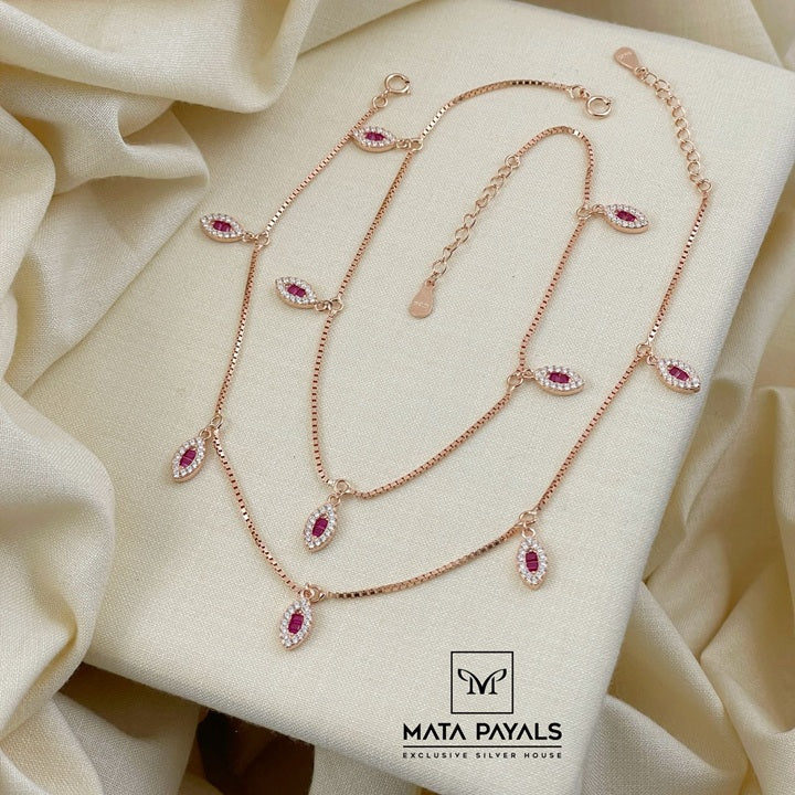 Rose Gold Anklets With Stones