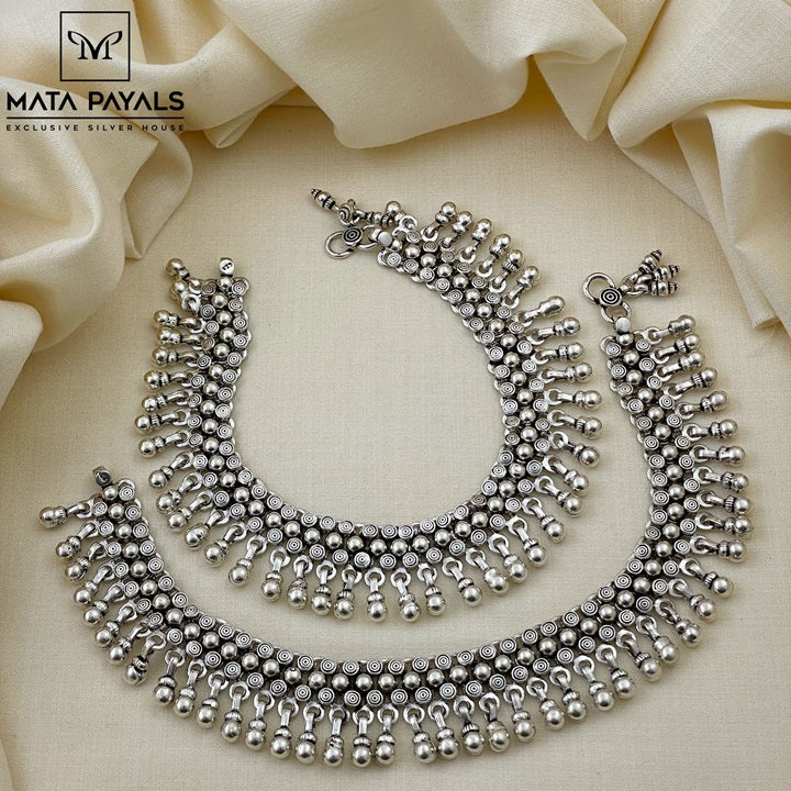 Antique Oxidised Payal