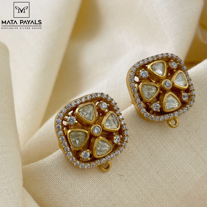 Gold Polish Moissanite Stud