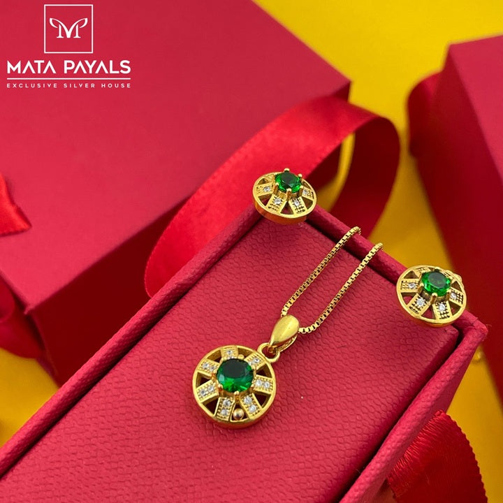 Green Zircon Pendant Set