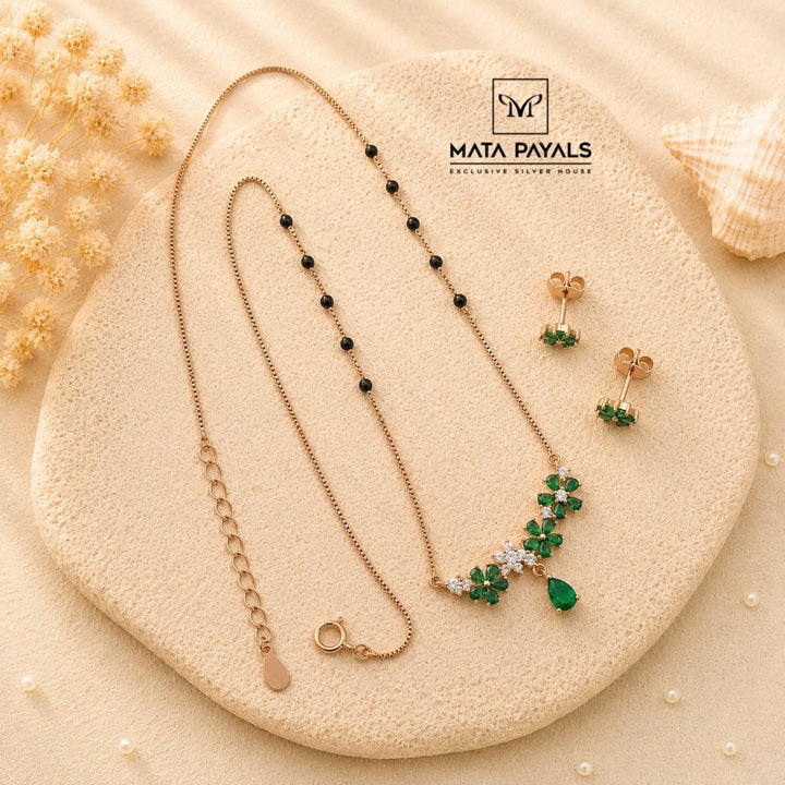 Rose Gold Green Mangalsutra