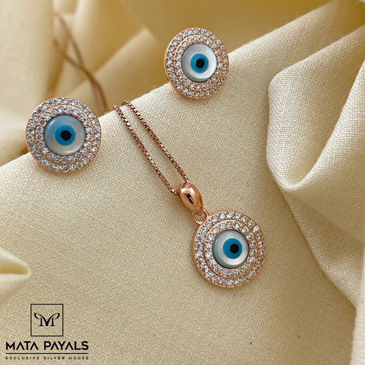 Evil Eye Rose Gold Pendant Set