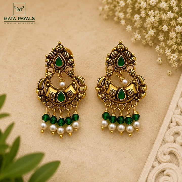 Gold Polish Green Chandbali