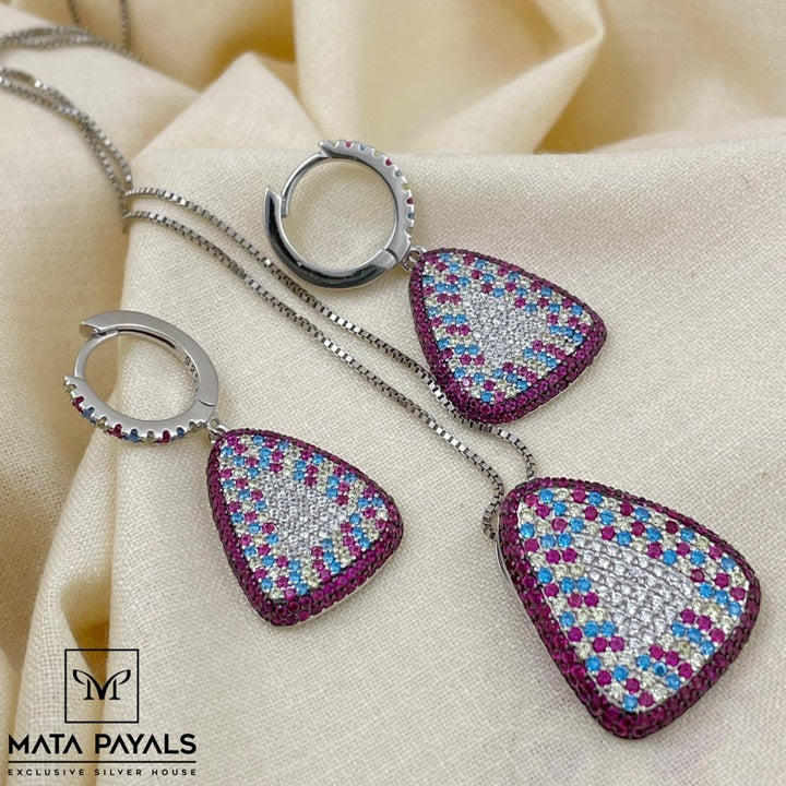 Multi Colour Stone Pendant Set