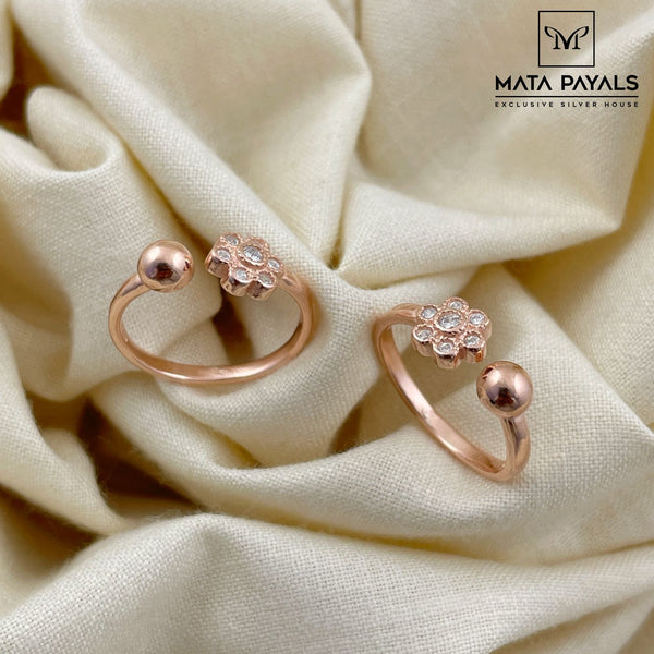 Floral Rose Gold Toe Ring