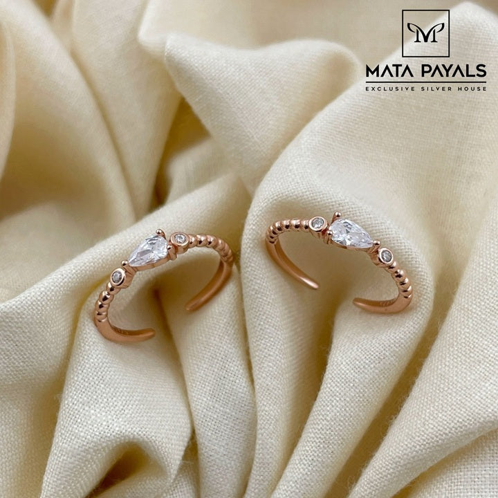 Simple Rose Gold White Toe Ring