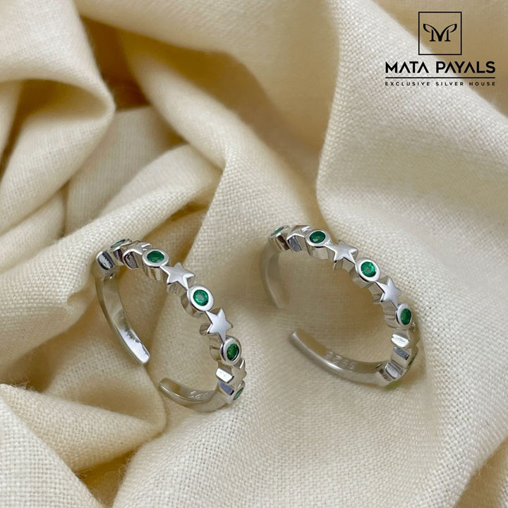 Rhodium Green Toe Ring