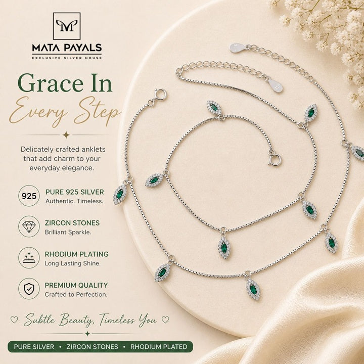 Green Droop Zircon Anklet
