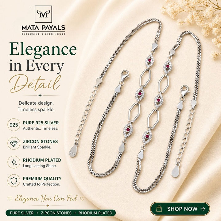 Zircon Rhodium Anklet