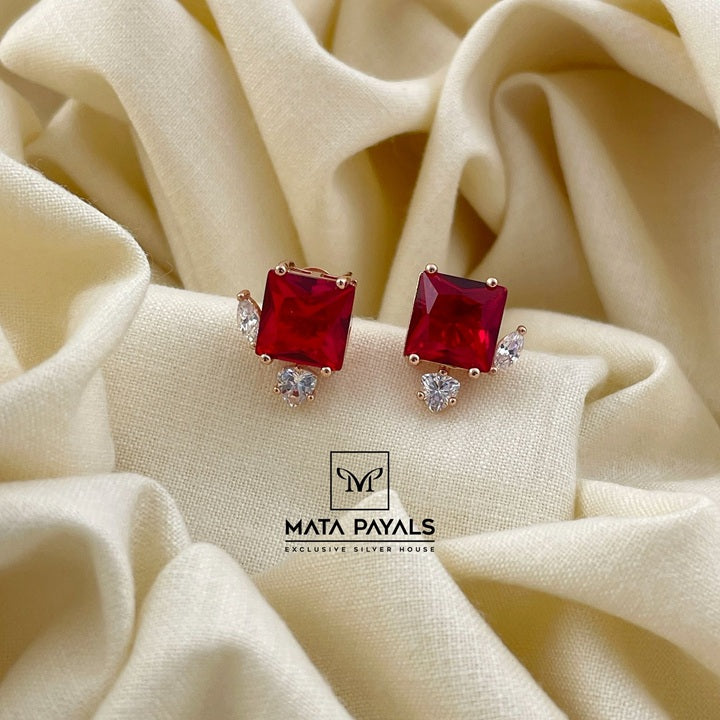 Rose Gold Red Stud