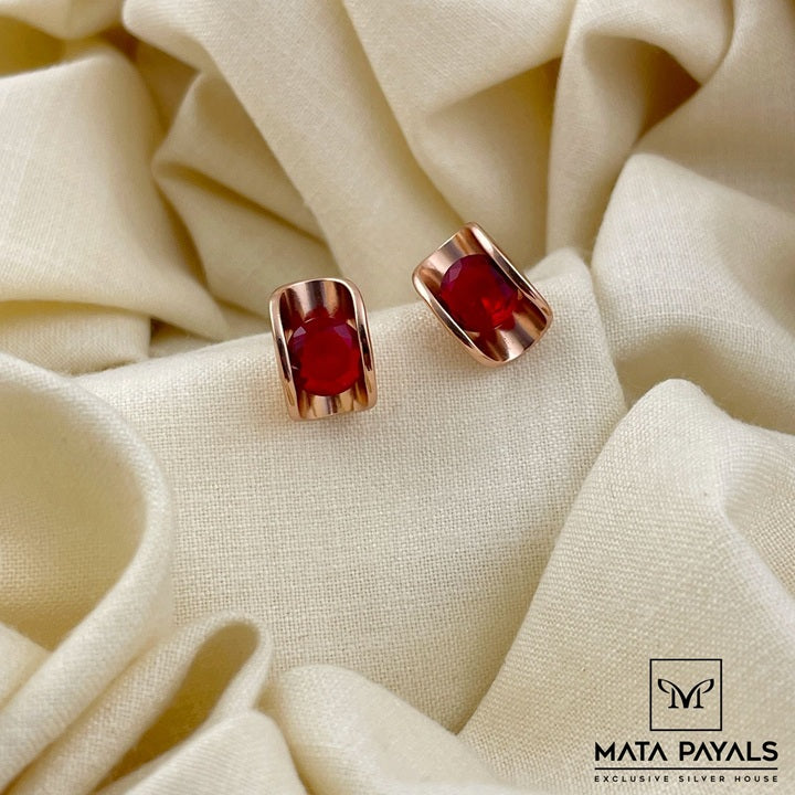 Rose Gold Red Stud
