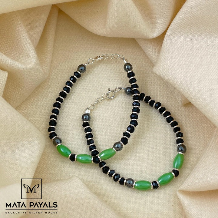 Green & Black Beads Anklet