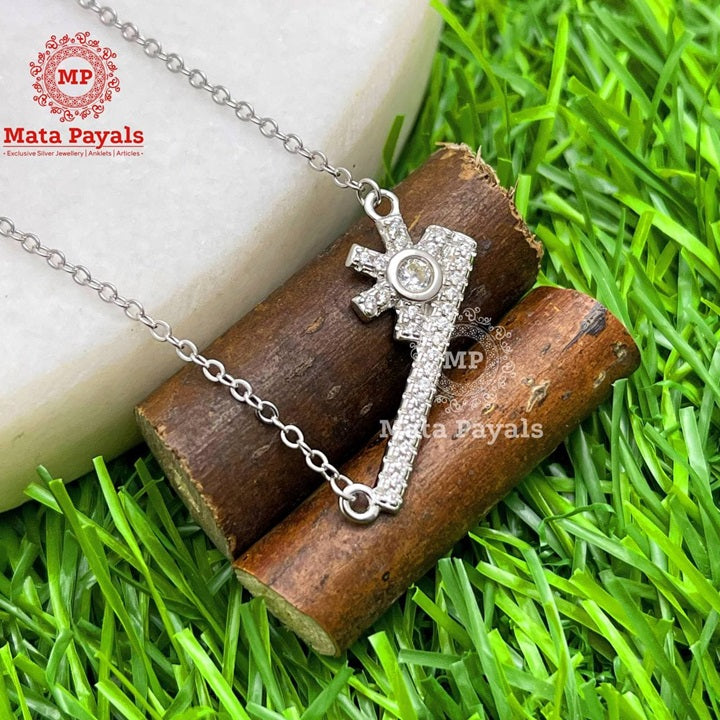 Bansuri Designed Silver Neck Chain