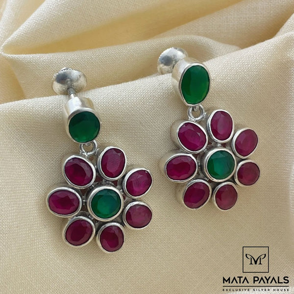 Floral Red & Green Earrings