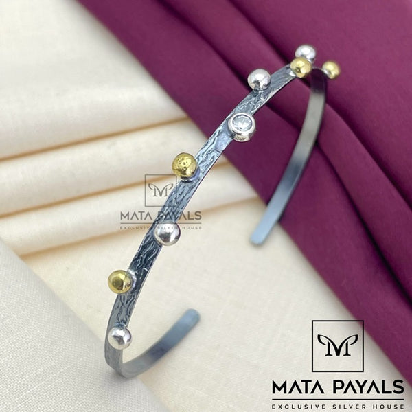 Delicate Silver Oxidised Kada