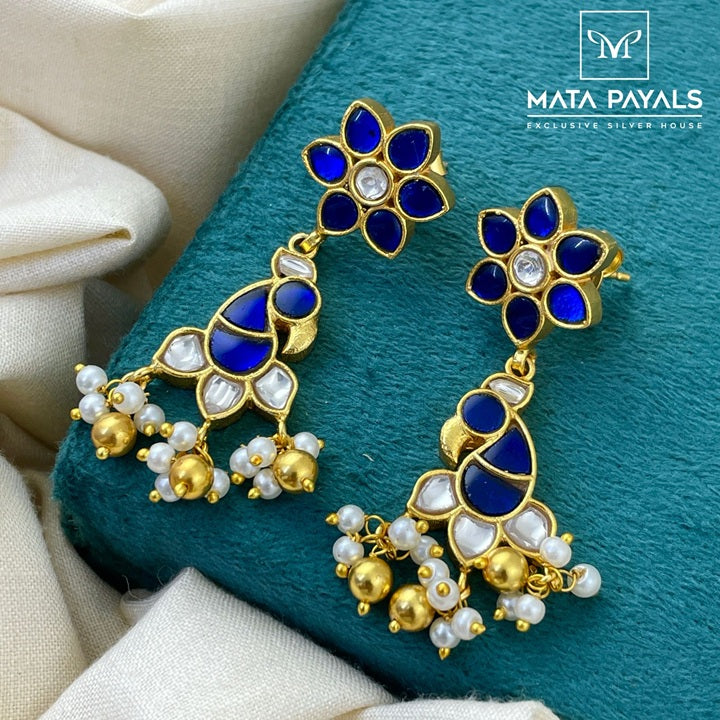 Blue Kundan Earrings