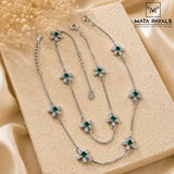 Floral Rhodium Anklet