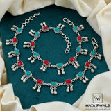 Colourful Turquoise & Coral Anklet