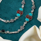 Impressive Cut Stone Oxidised Anklet