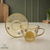 Luxury Amber Glass Teacup And Saucer Set