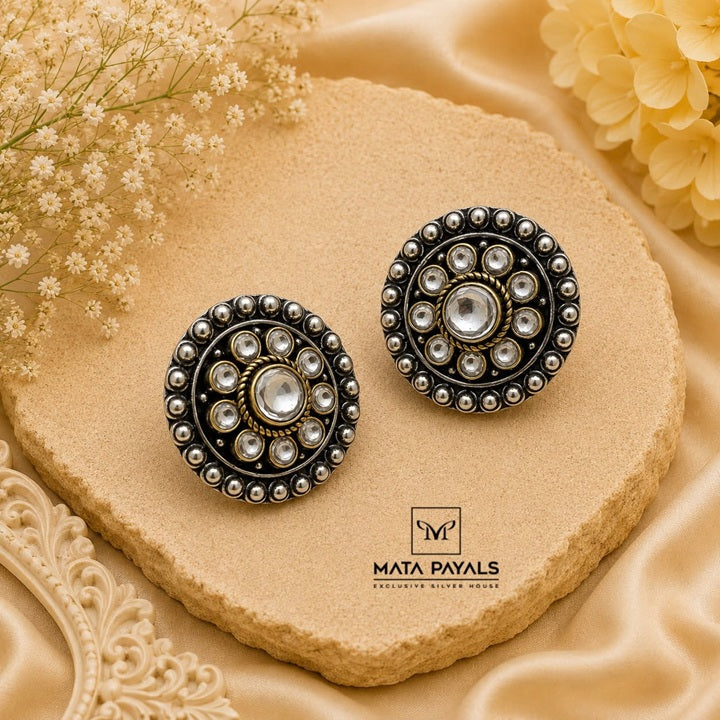 Dual Tone Kundan Stud