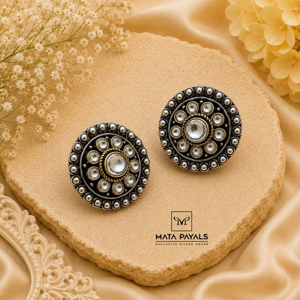 Dual Tone Kundan Stud