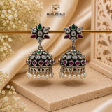 Floral Cut Stone Jumka