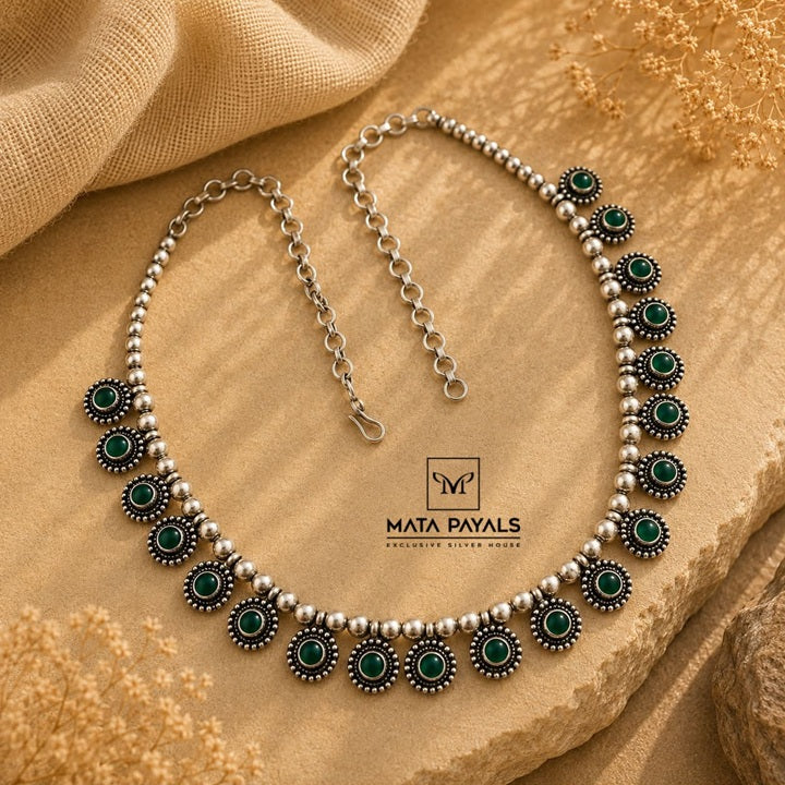 Radiant Green Oxidised Necklace