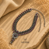 Premium Pink Oxidised Necklace