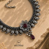Well Crafted Floral Oxidised Necklace