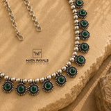 Radiant Green Oxidised Necklace