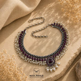 Cultured Oxidised Silver Necklace