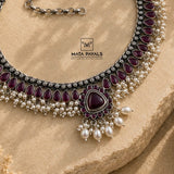 Cultured Oxidised Silver Necklace