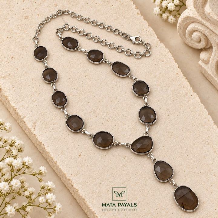 Smokey Topaz Silver Necklace