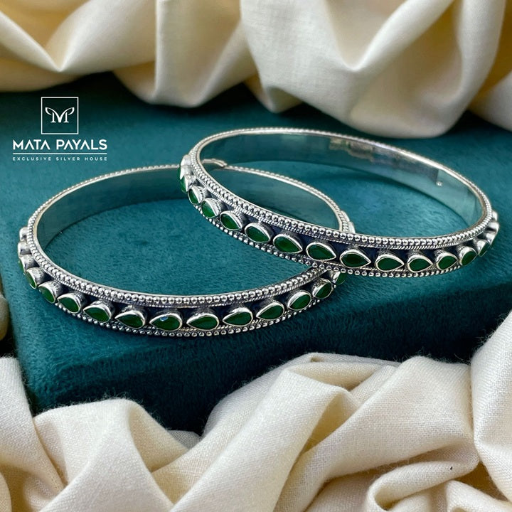 Greenish Cut Stone Bangle