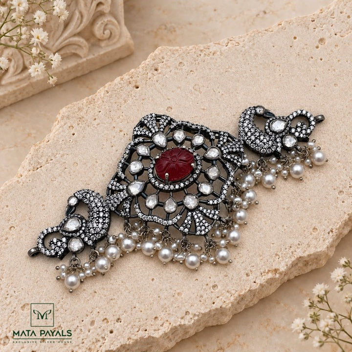 Pleasant Symmetric Peacock Oxidised Choker