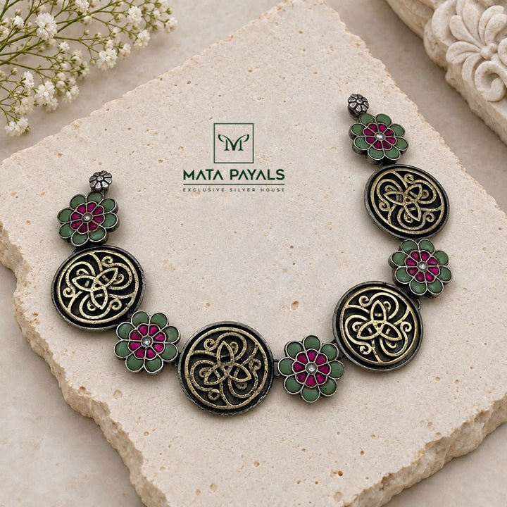 Tribal Two Tone Kundan Silver Necklace