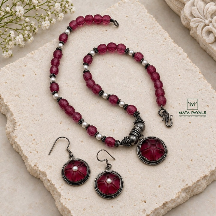 Attractive Oxidised Beads Necklace
