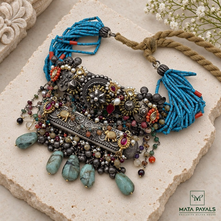 Rajasthani Royal Two Tone Turquoise Bead Choker
