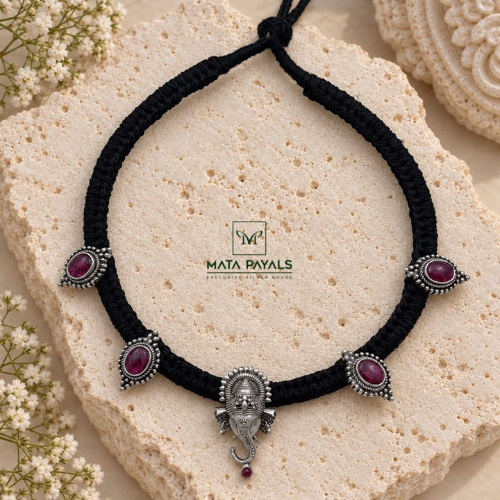 Shri Ganesha Oxidised Thread Choker