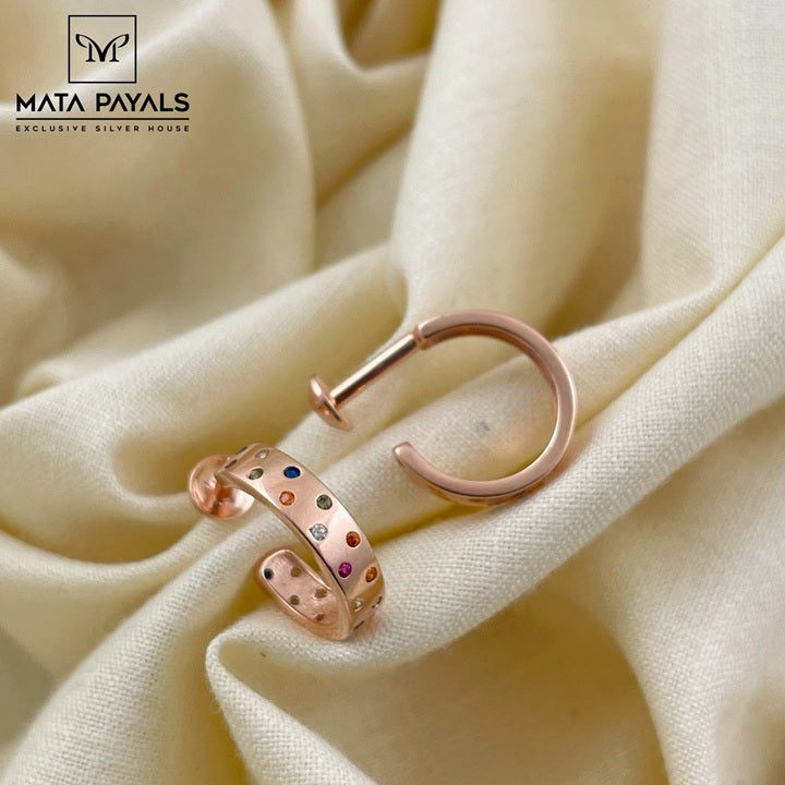 Rose Gold Silver Hoop