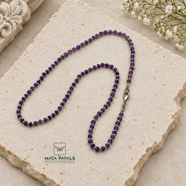 Simple Silver Beads Necklace