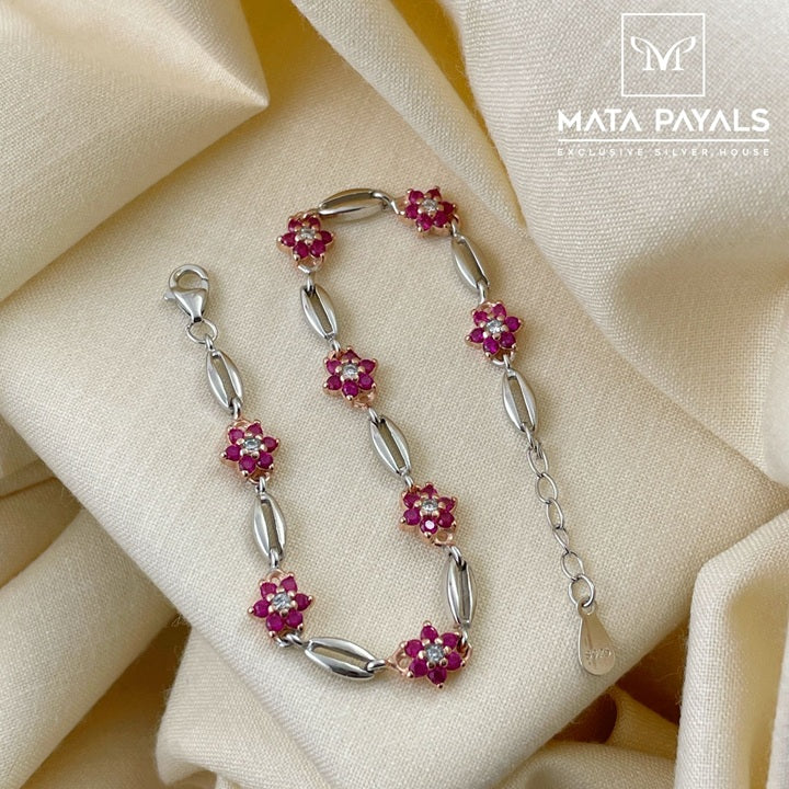 Floral Dual Tone Bracelet