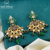 Electrifying Green Kundan Gold Pated Chandbali