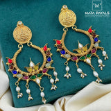 Out-Standing Navrathan Shri Lakshmi Gold Plated Chandbali
