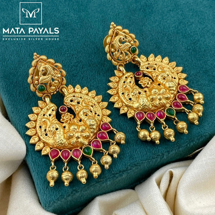 Glorious Peacock Gold Plated Chandbali