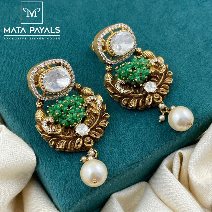 Gold Polish Moissanite Chandbali
