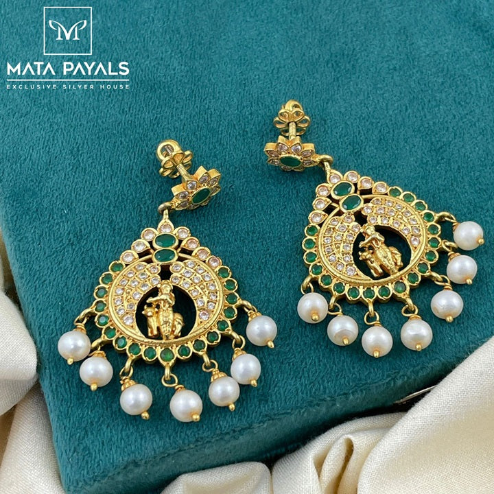 Auspicious Govardhan Krishna Gold Plated Earing