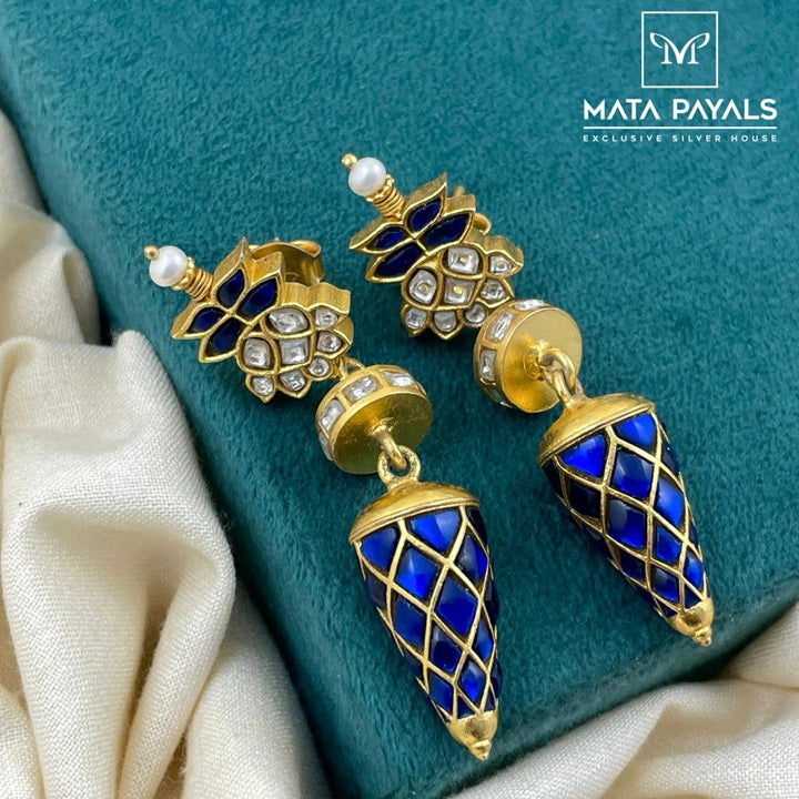 Attractive Blue Silver Gold Plated Earing